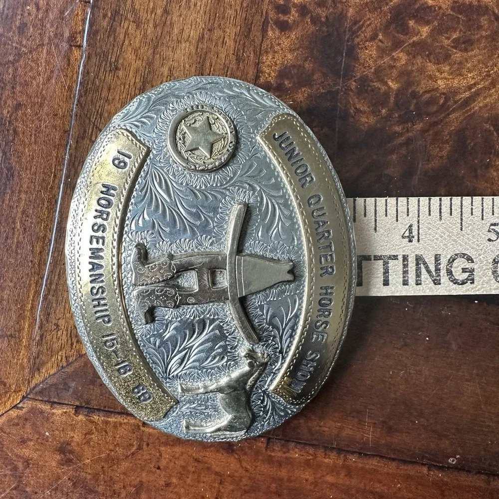 Award Design Medals Junior Quarterhorse Show Belt Buckle 4.2 Inch 1989 Texas